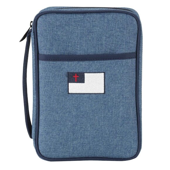 Christian Flag with Cross Denim Cotton Bible Cover, Large NWT - Picture 1 of 4